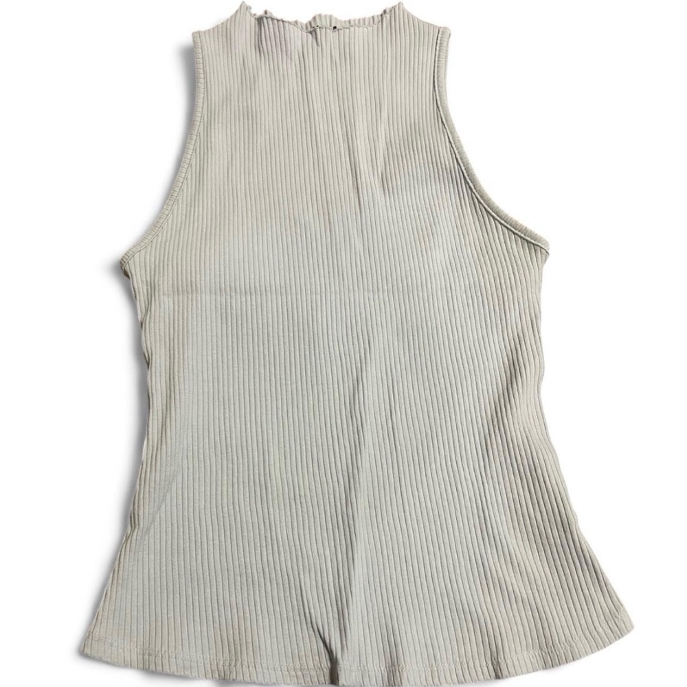 Maeve by Anthropologie Blue Ribbed Mock Neck Tank Top XS Summer Elevated Basic